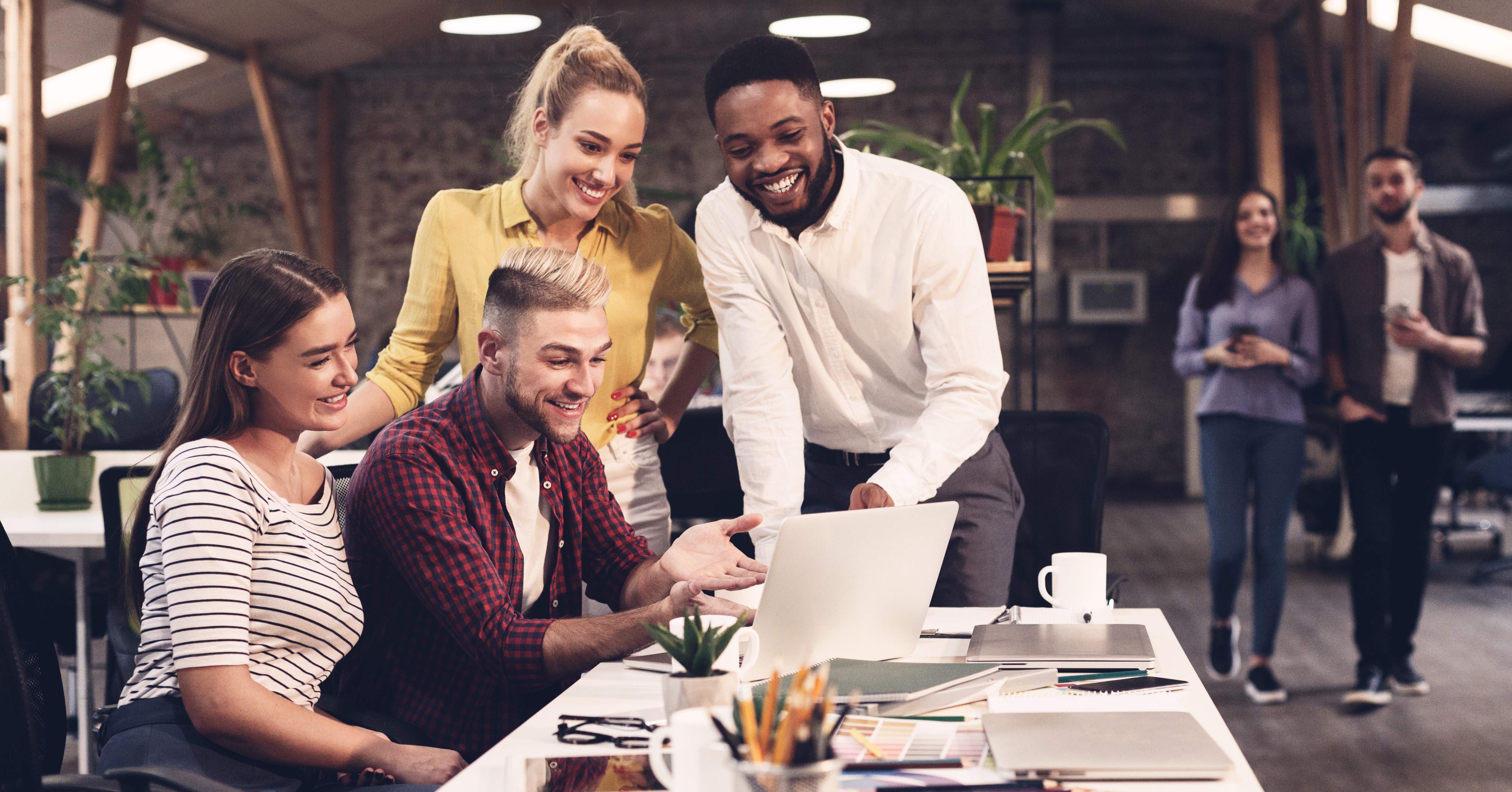 satisfied employees in the workplace